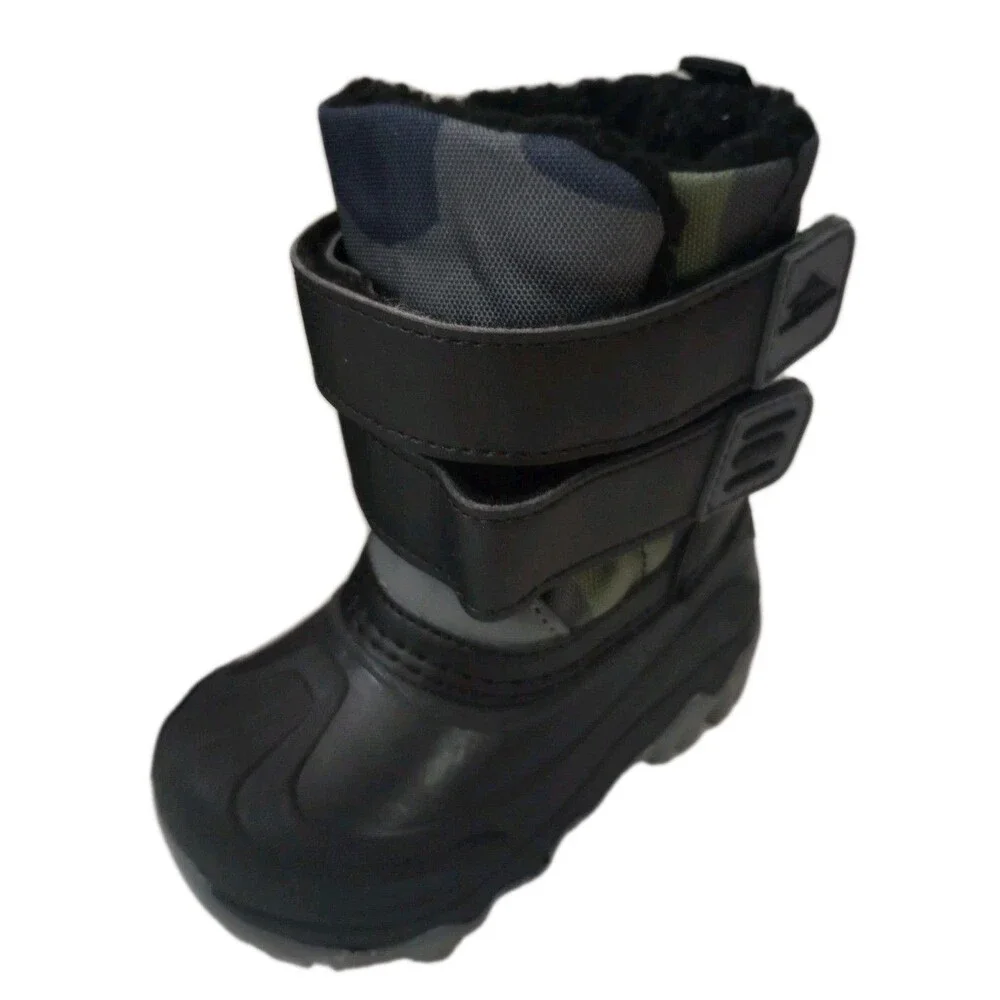 High Sierra Black/Army Camo Snow Boots sz 6M Toddler